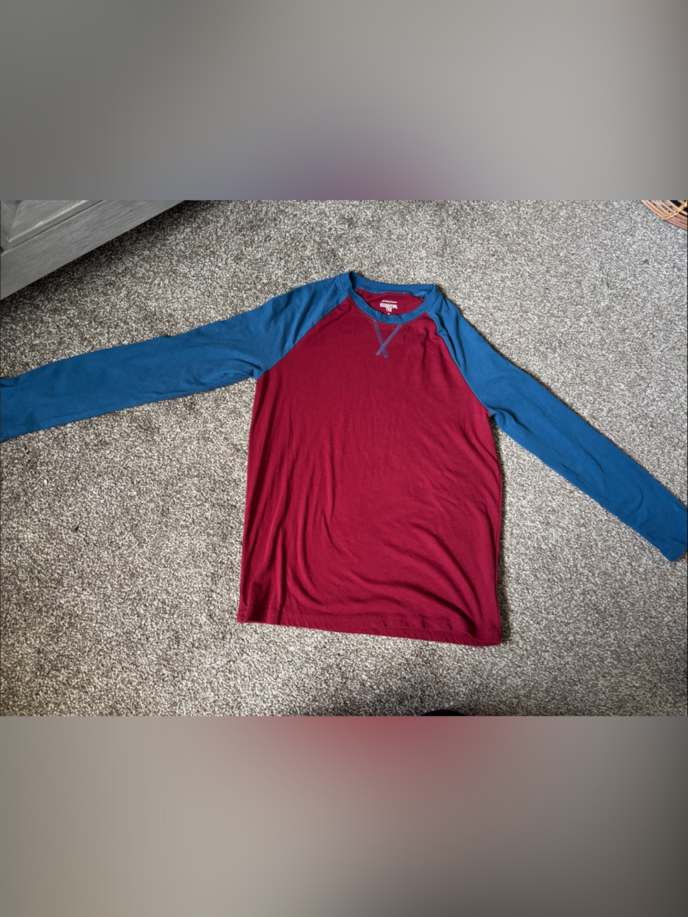 jumping beans Maroon Body with Blue Raglan Long Sleeve Tee